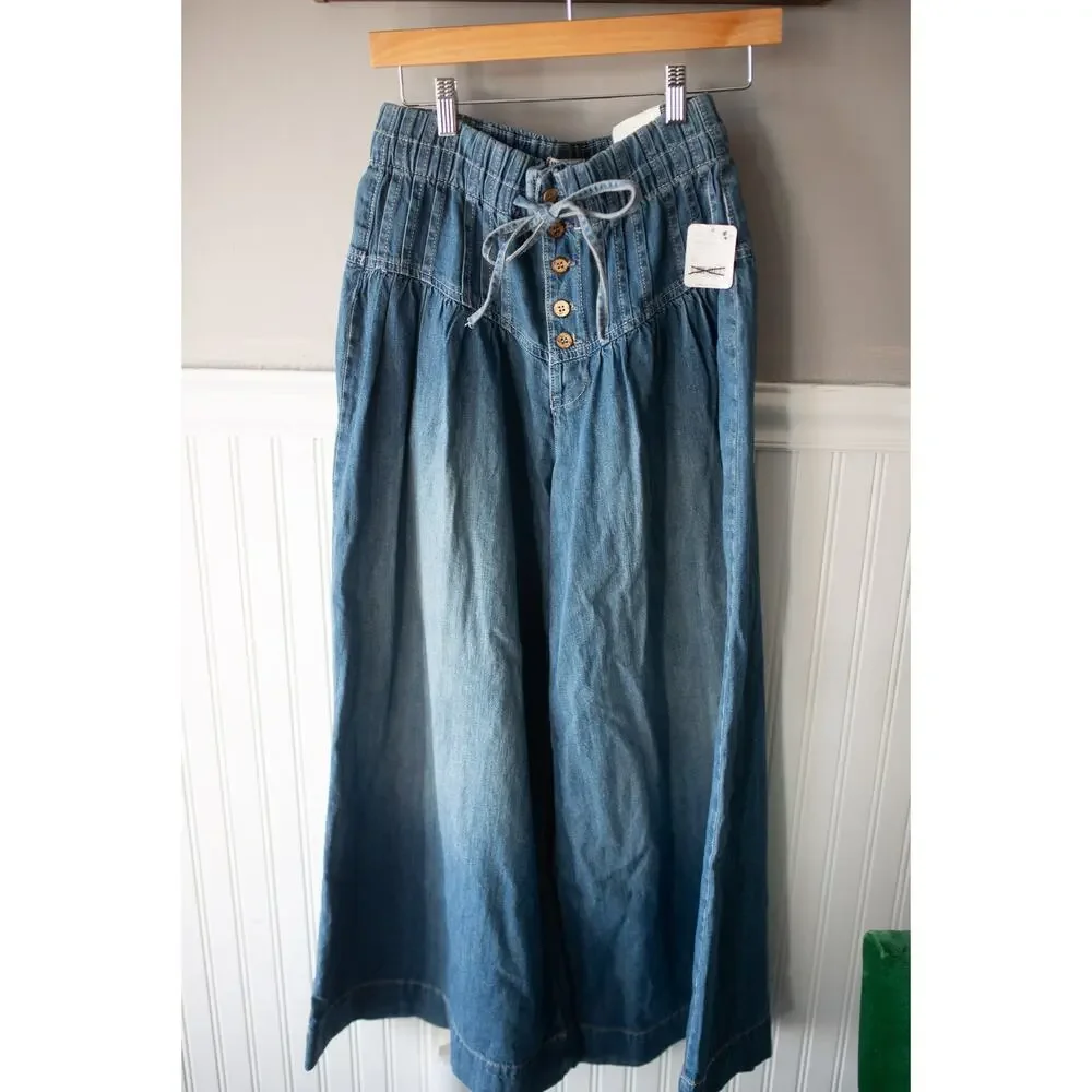 Free People We The Free Forget Me Knot Pull-On Jeans XS NWT - Picture 2 of 4